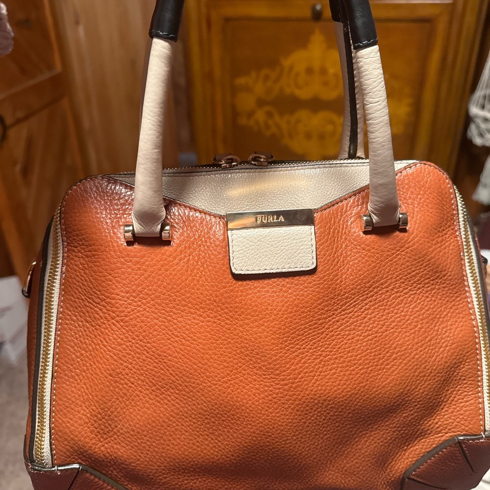 Furla Two-Tone Leather Satchel